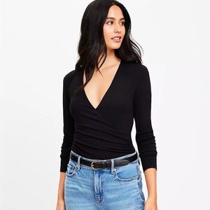 LOFT Wrap Bodysuit Black Sz M